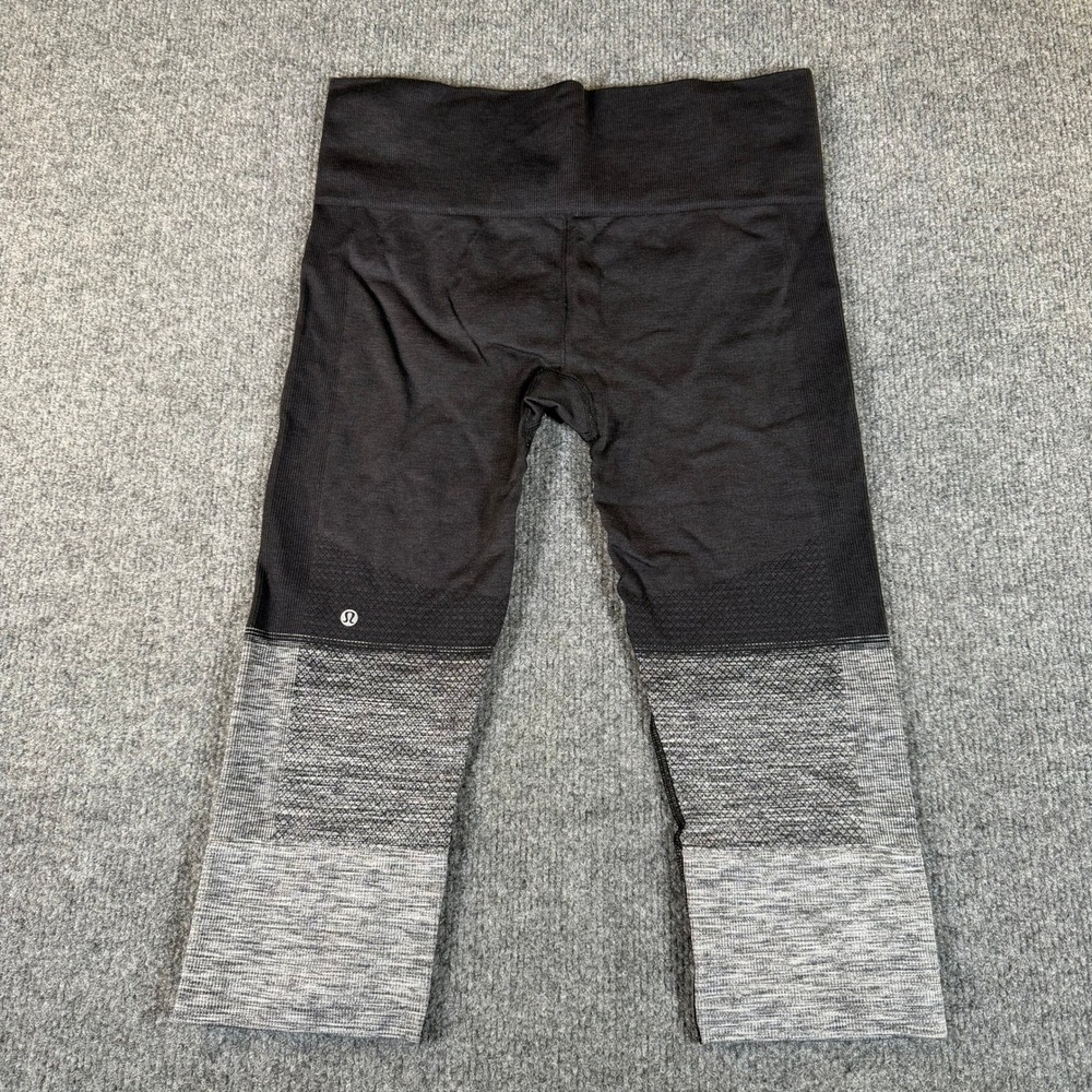 Lululemon Ebb To Street Crop Leggings Black Space Dye Seamless‎ Yoga Pants 3479